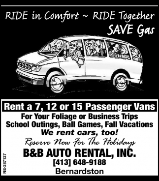 Ride In Comfort B B Auto Rental Inc Bernardston Ma