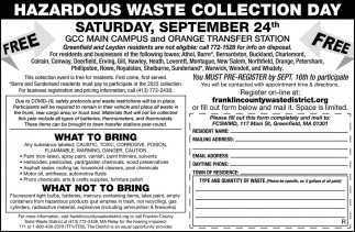 Hazardous Waste Collection Day, Hazardous Waste Collection Day