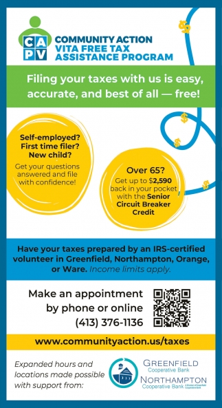 Filling Your Taxes with Us Is Easy, Greenfield Cooperative Bank