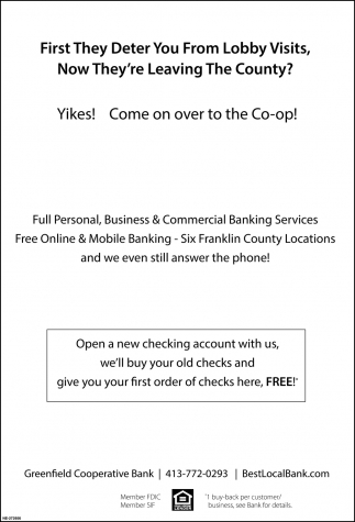 Open A New Checking Account With Us Greenfield Cooperative Bank