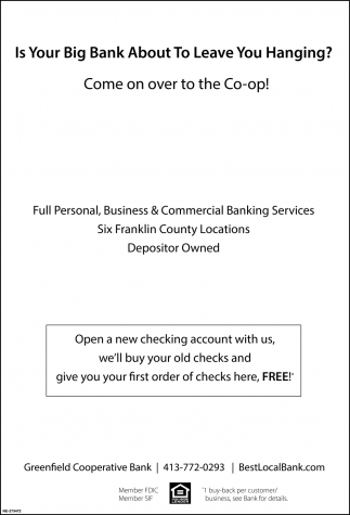 Open A New Checking Account With Us Greenfield Cooperative Bank